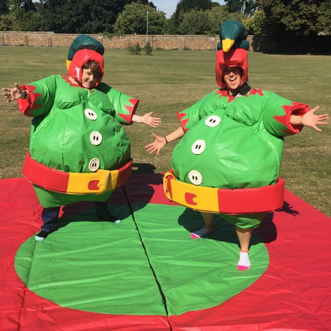 green sumo suit